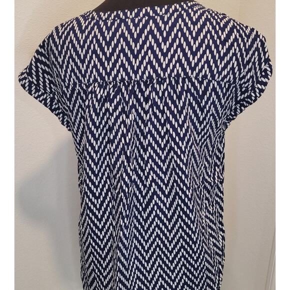 St Johns Bay Chevron Tassel Tie Blouse Boho High Low Hem Medium - Picture 2 of 7